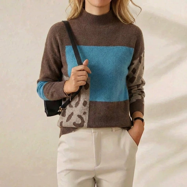 Beatrix – Colour-Block Mock Neck Jumper