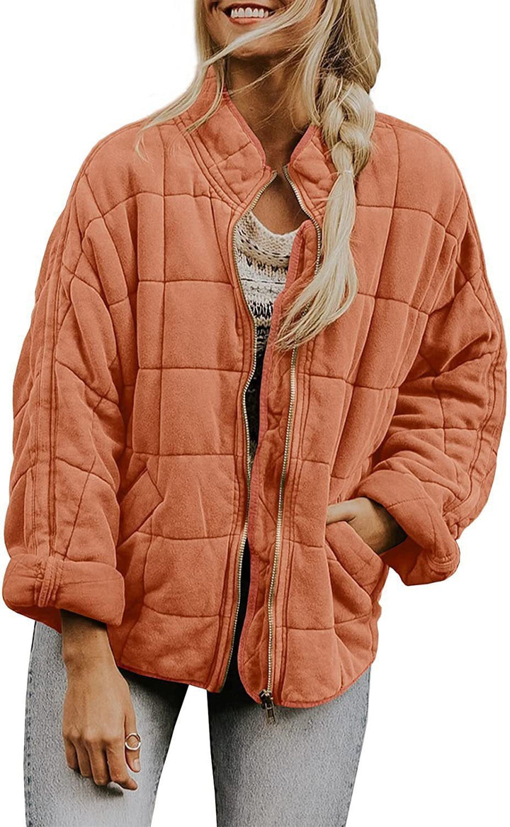 Paulina – Quilted Zip-Front Bomber Jacket