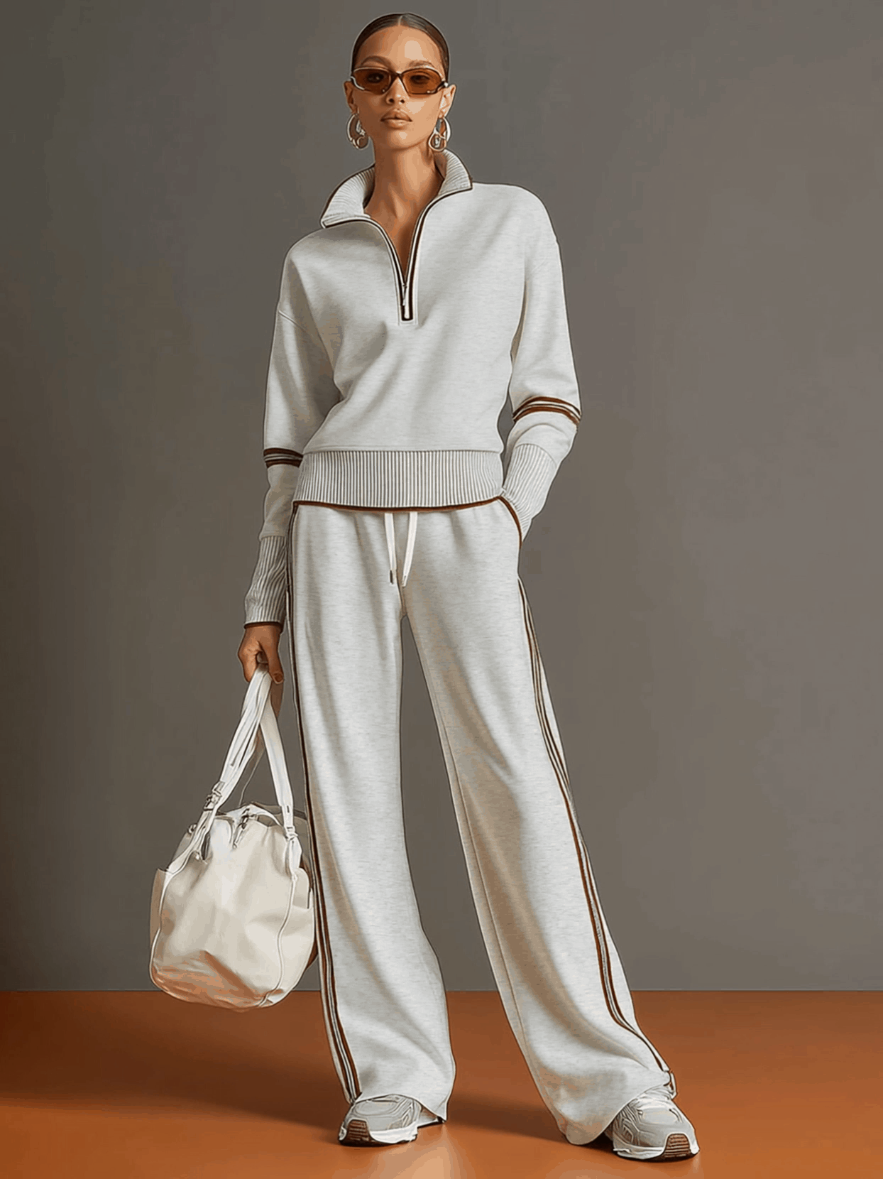 Carol – Zip Collar Top and Wide-Leg Set