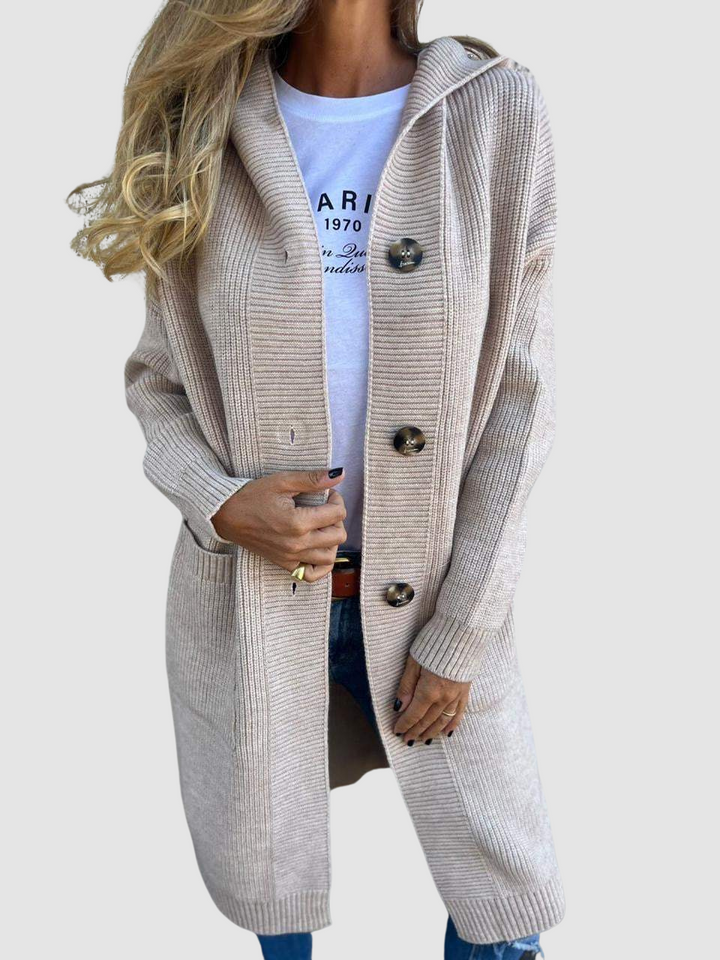 Geraldine – Hooded Knit Button-Up Cardigan