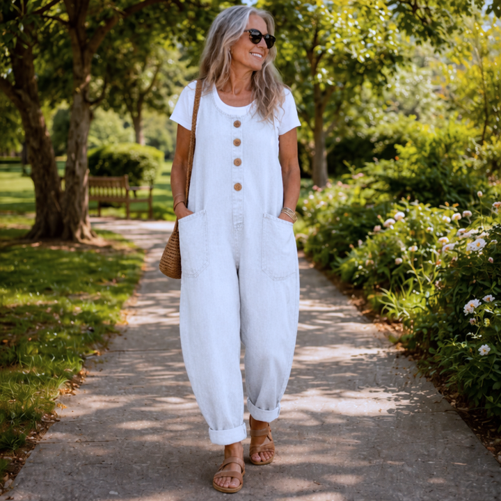 Frances – Relaxed Denim-Look Dungarees