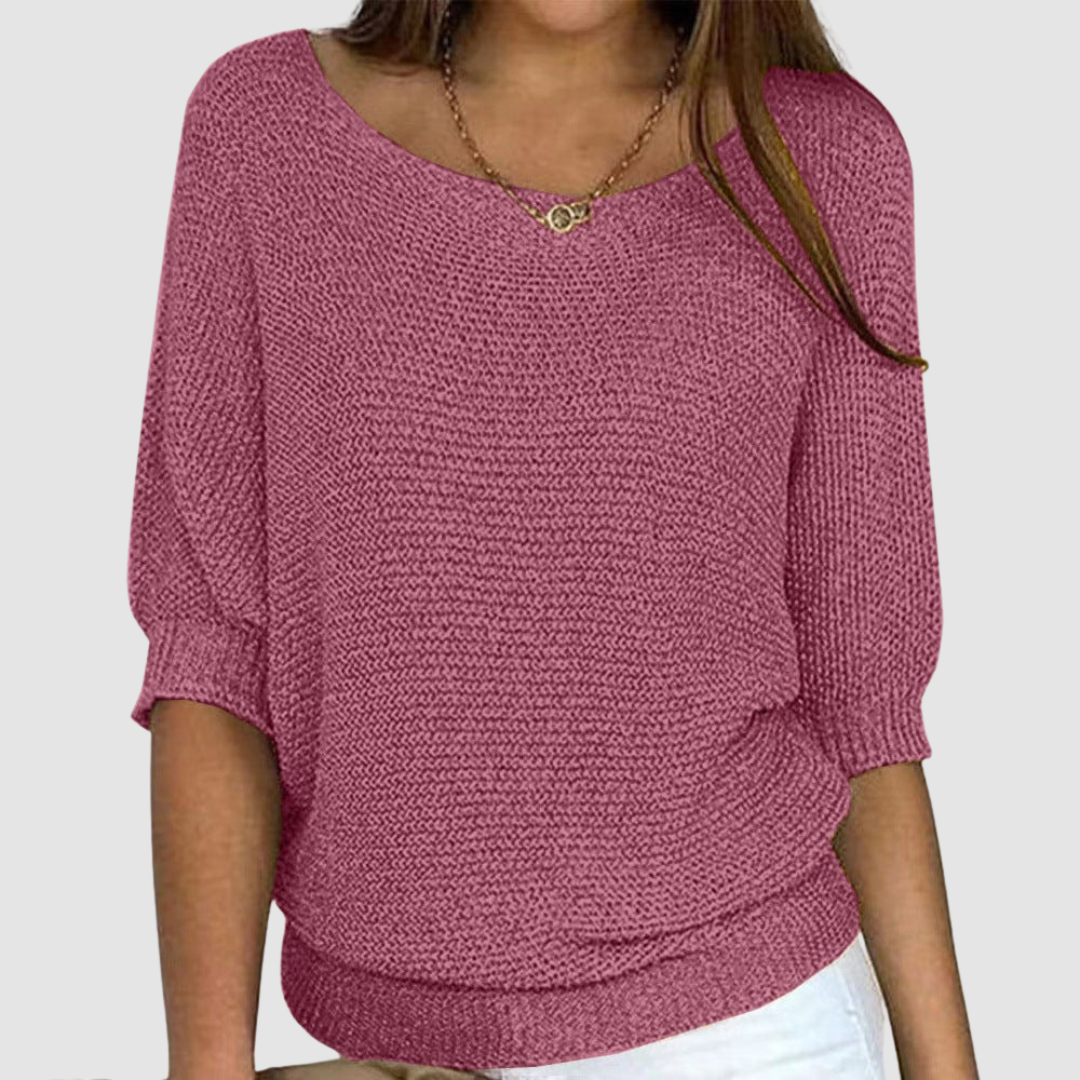 Aoife – Relaxed Knit Top with Half Sleeves