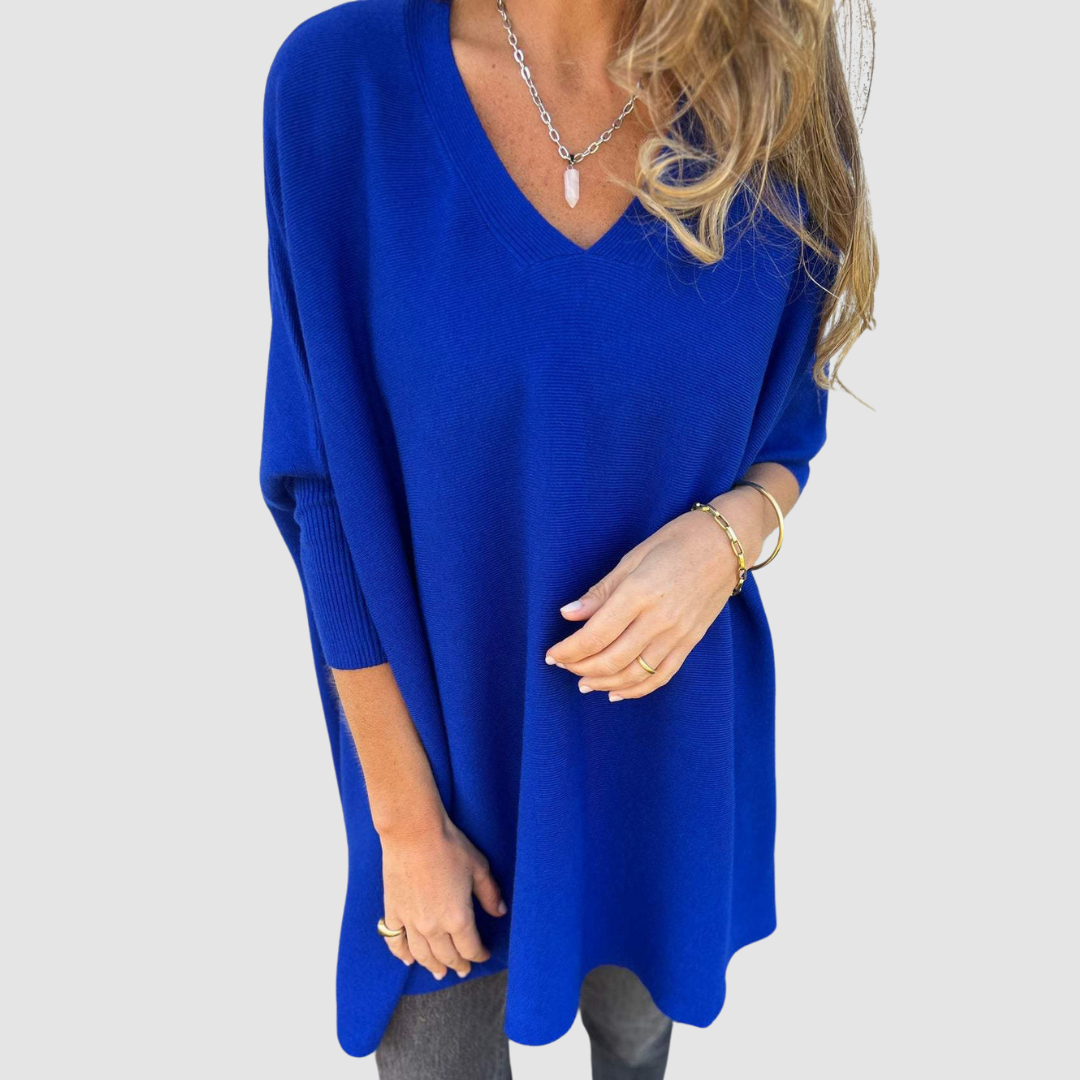 Jemima – Relaxed V-Neck Knit Jumper
