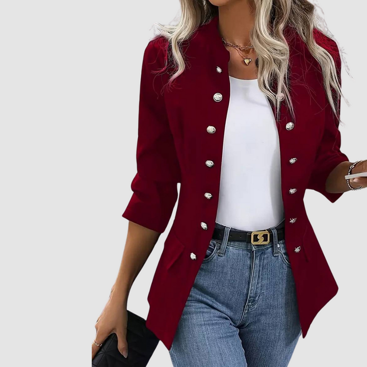 Constance – Double-Breasted Military Button Blazer