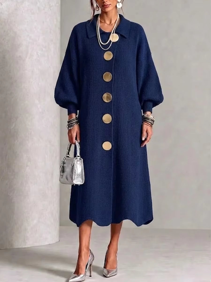 Audrey – Knit Button-Down Midi Dress