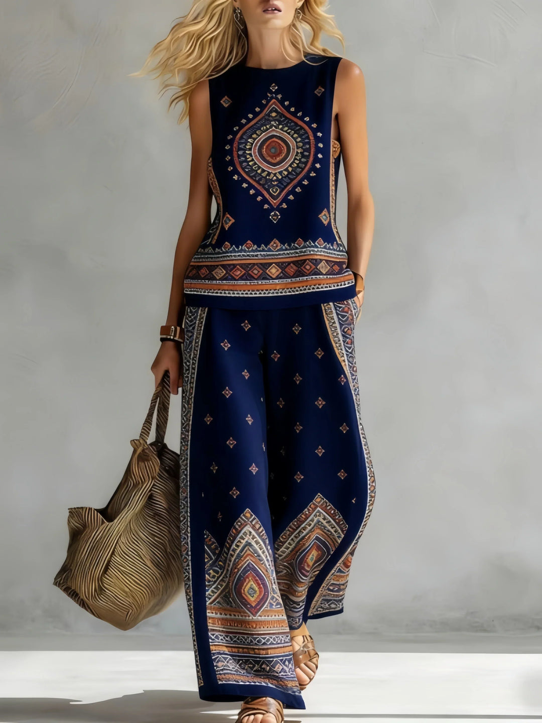 Ruby | Retro Print Top & Trouser Set