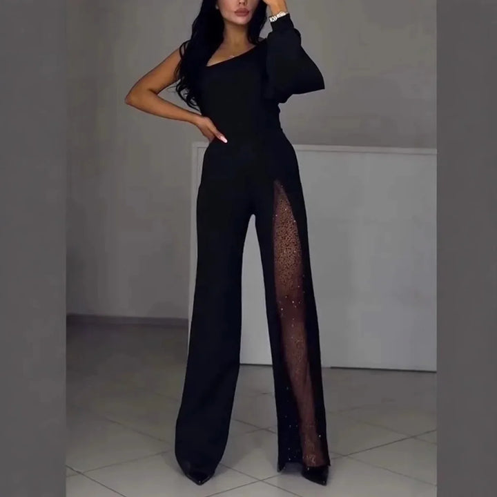 Clemency – Mesh Panel Wide-Leg Jumpsuit
