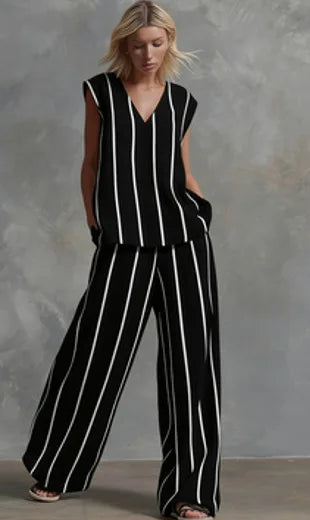 Paige | Striped Top & Wide-Leg Trousers Set