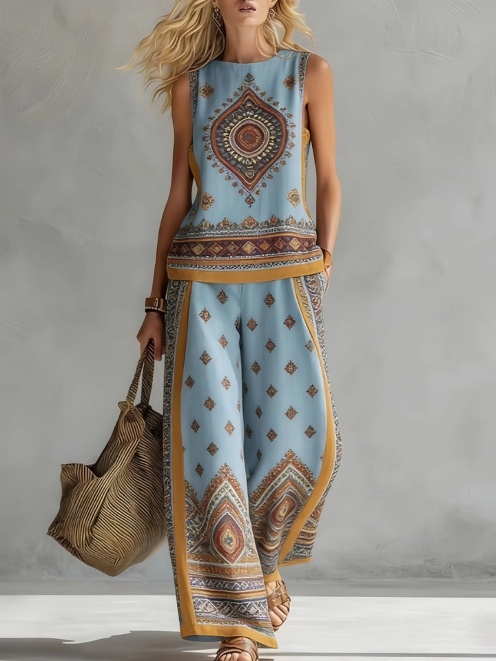Ruby | Retro Print Top & Trouser Set