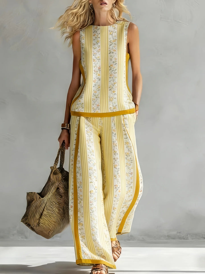 Ruby | Retro Print Top & Trouser Set