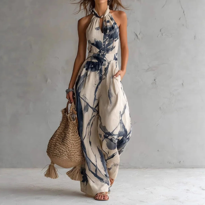 Sonia – Halterneck Wide-Leg Printed Jumpsuit