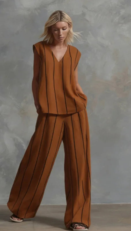 Paige | Striped Top & Wide-Leg Trousers Set