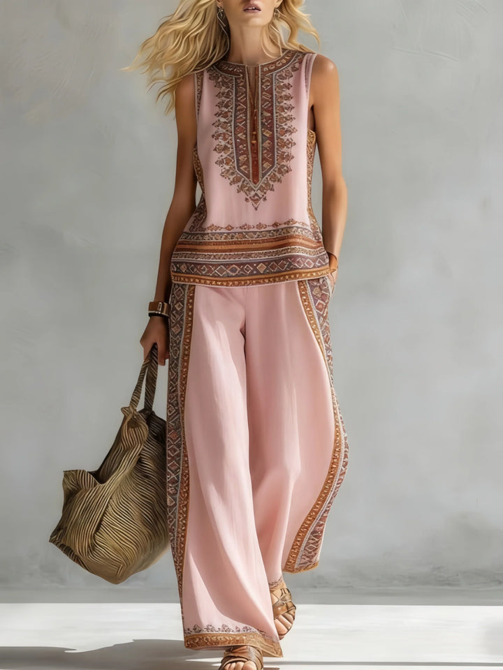 Ruby | Retro Print Top & Trouser Set