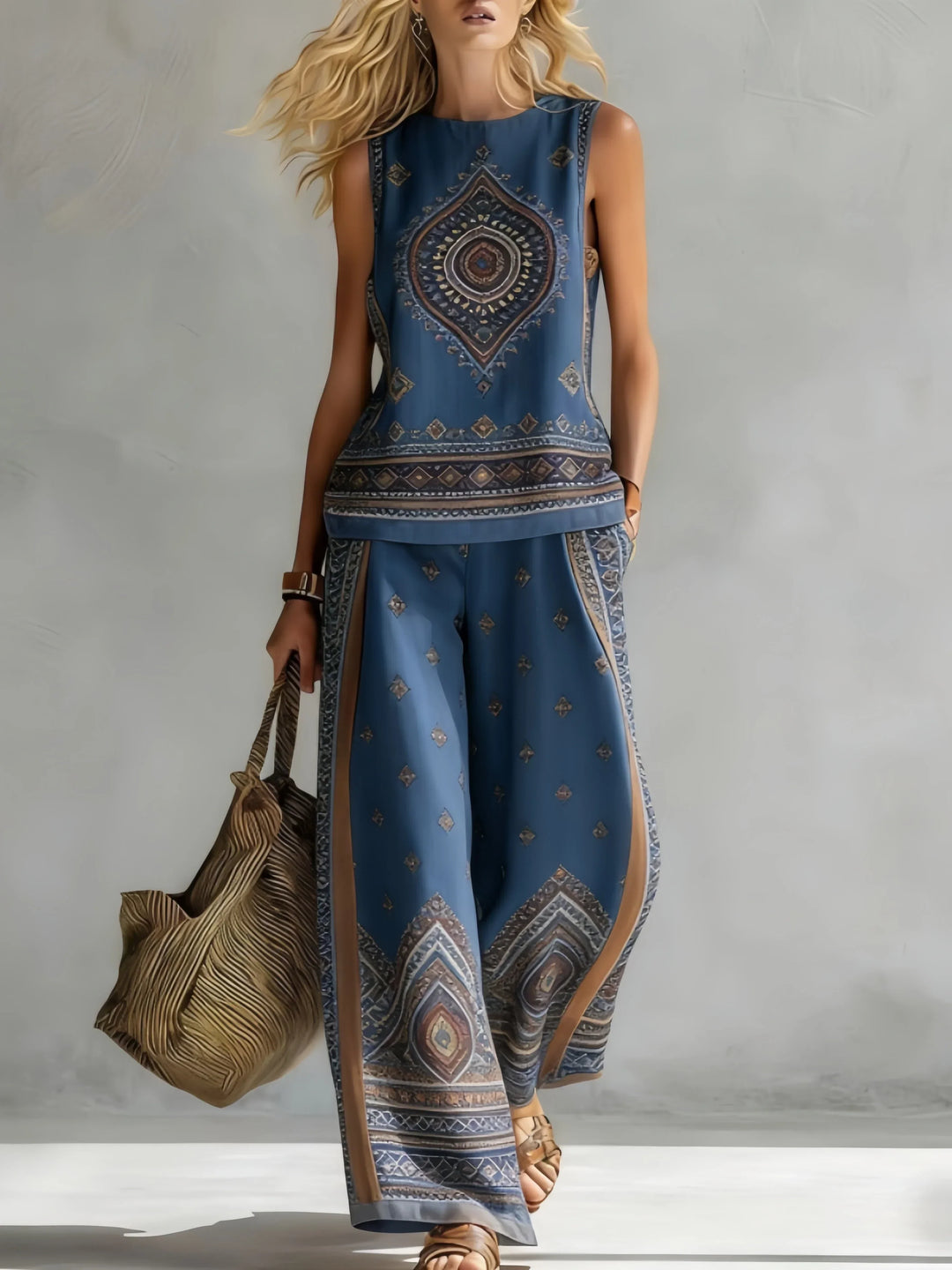 Ruby | Retro Print Top & Trouser Set