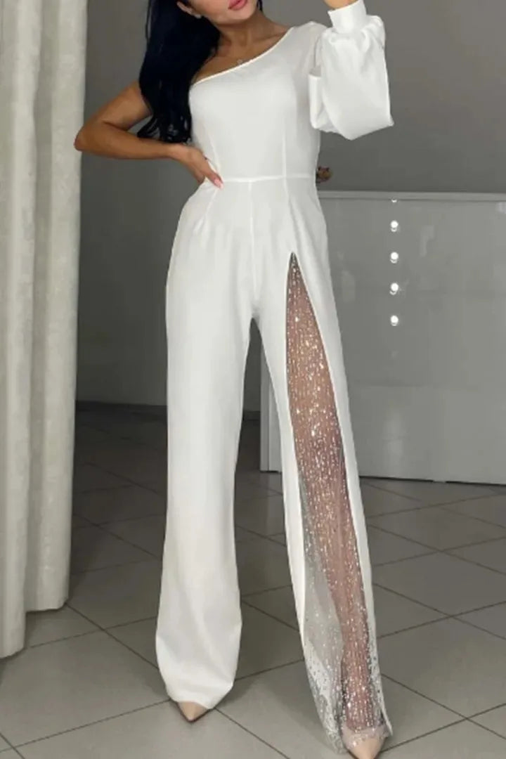 Clemency – Mesh Panel Wide-Leg Jumpsuit