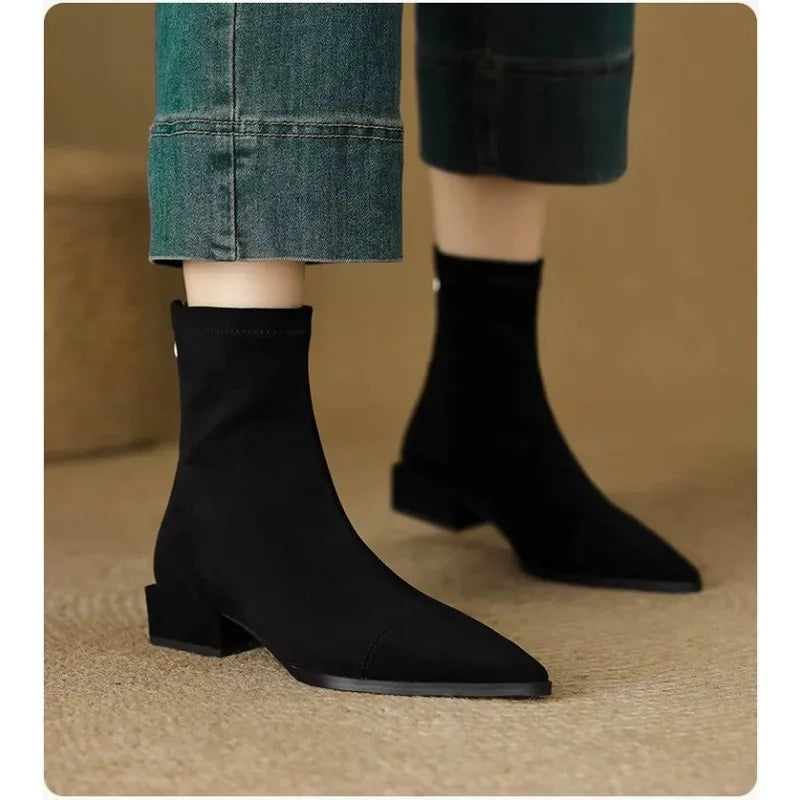 Carys – Pointed Toe Sock Ankle Boots