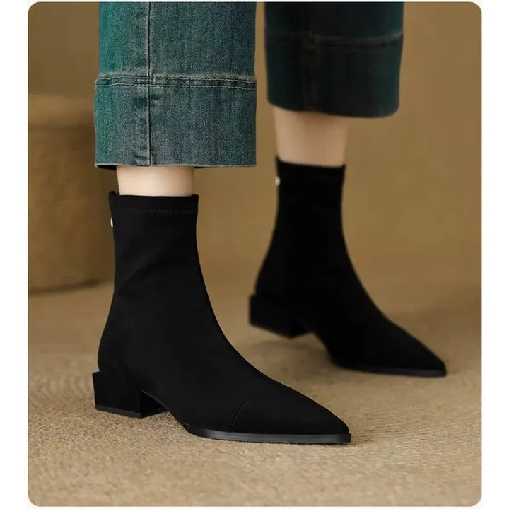 Carys – Pointed Toe Sock Ankle Boots