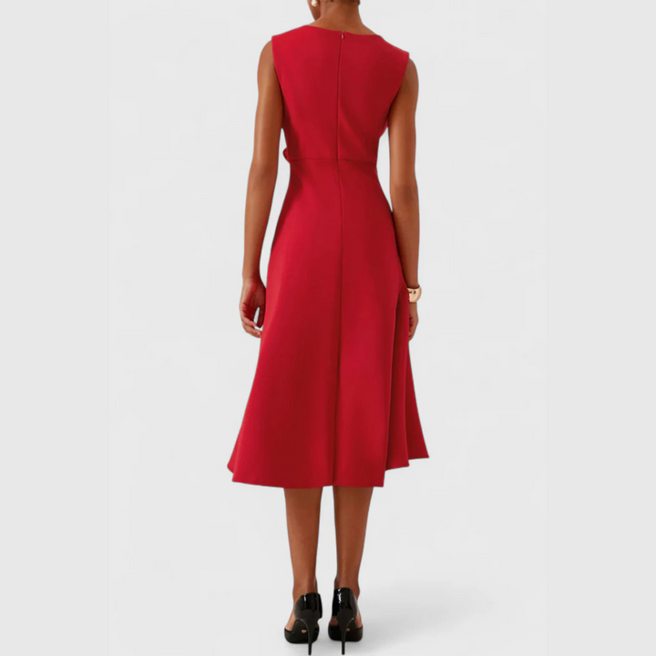 Evie | Draped Asymmetric Midi Dress
