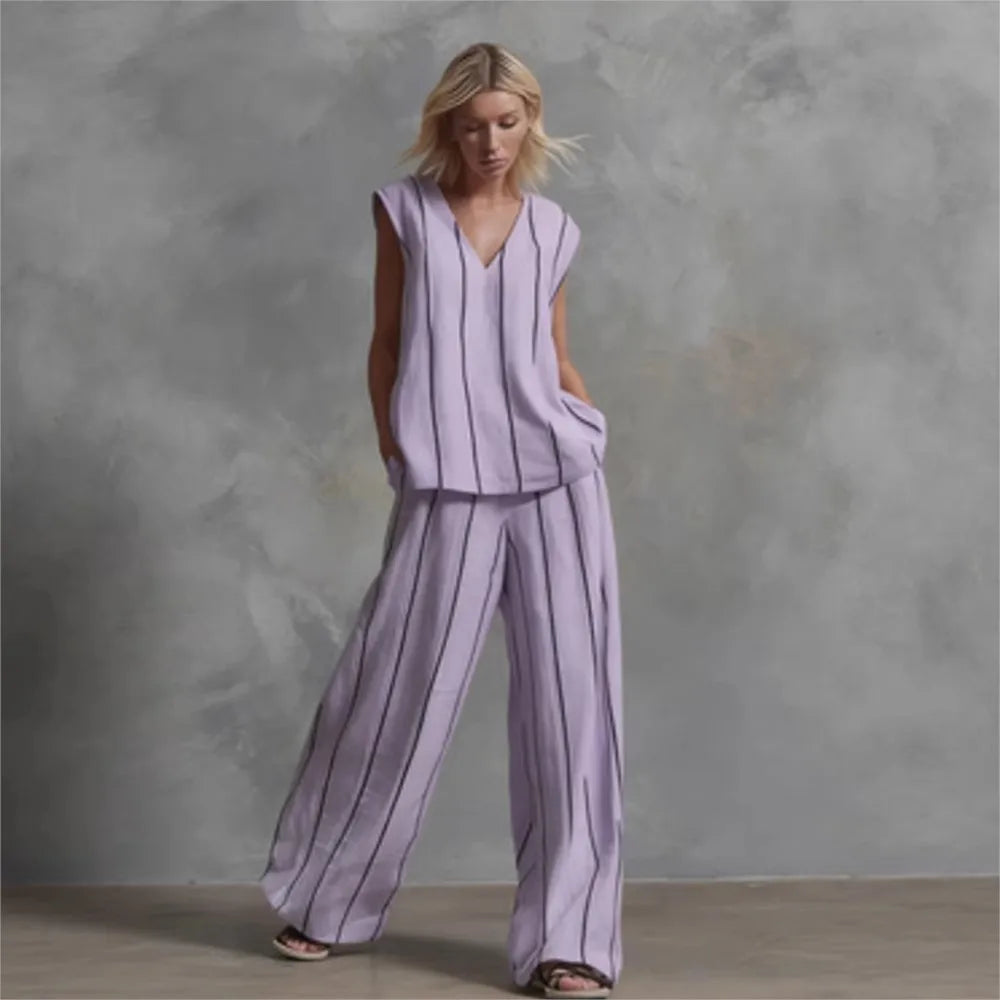 Paige | Striped Top & Wide-Leg Trousers Set