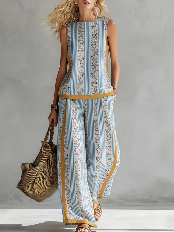 Ruby | Retro Print Top & Trouser Set