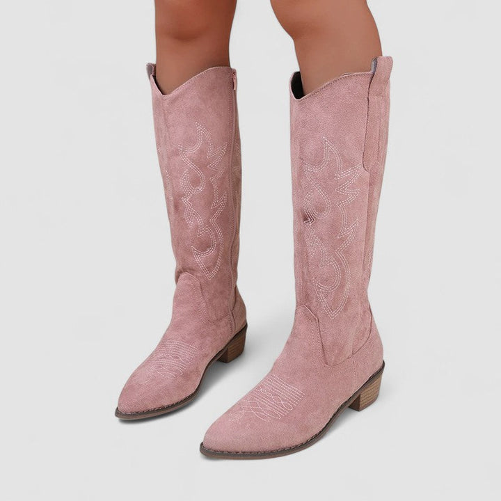 Roberta – Embroidered Western Knee-High Boots
