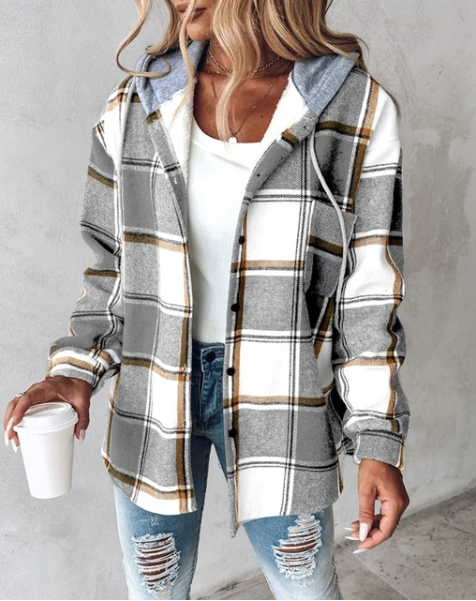 Constance – Hooded Plaid Shacket