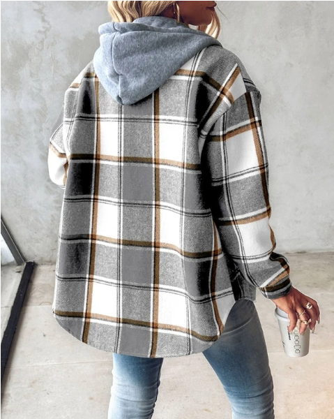 Constance – Hooded Plaid Shacket