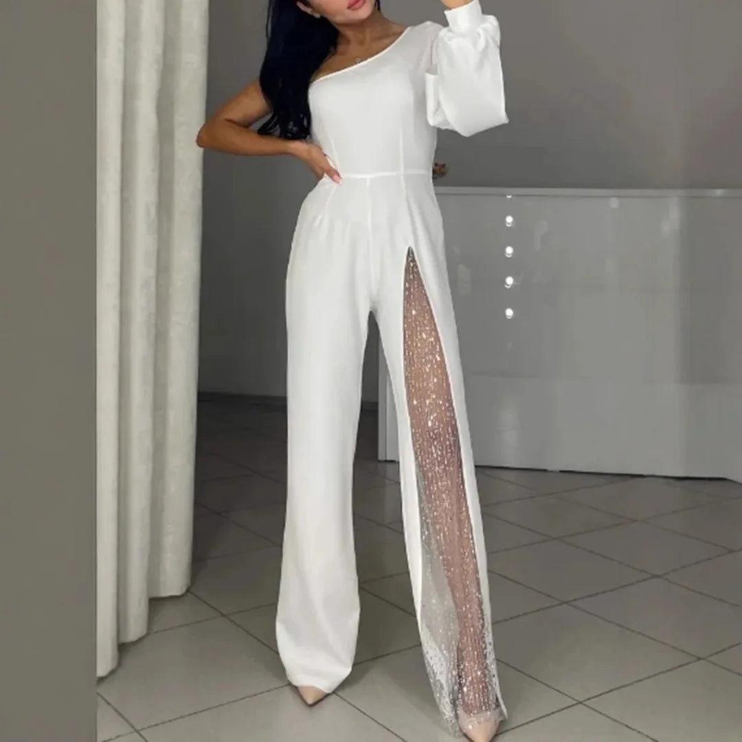 Clemency – Mesh Panel Wide-Leg Jumpsuit
