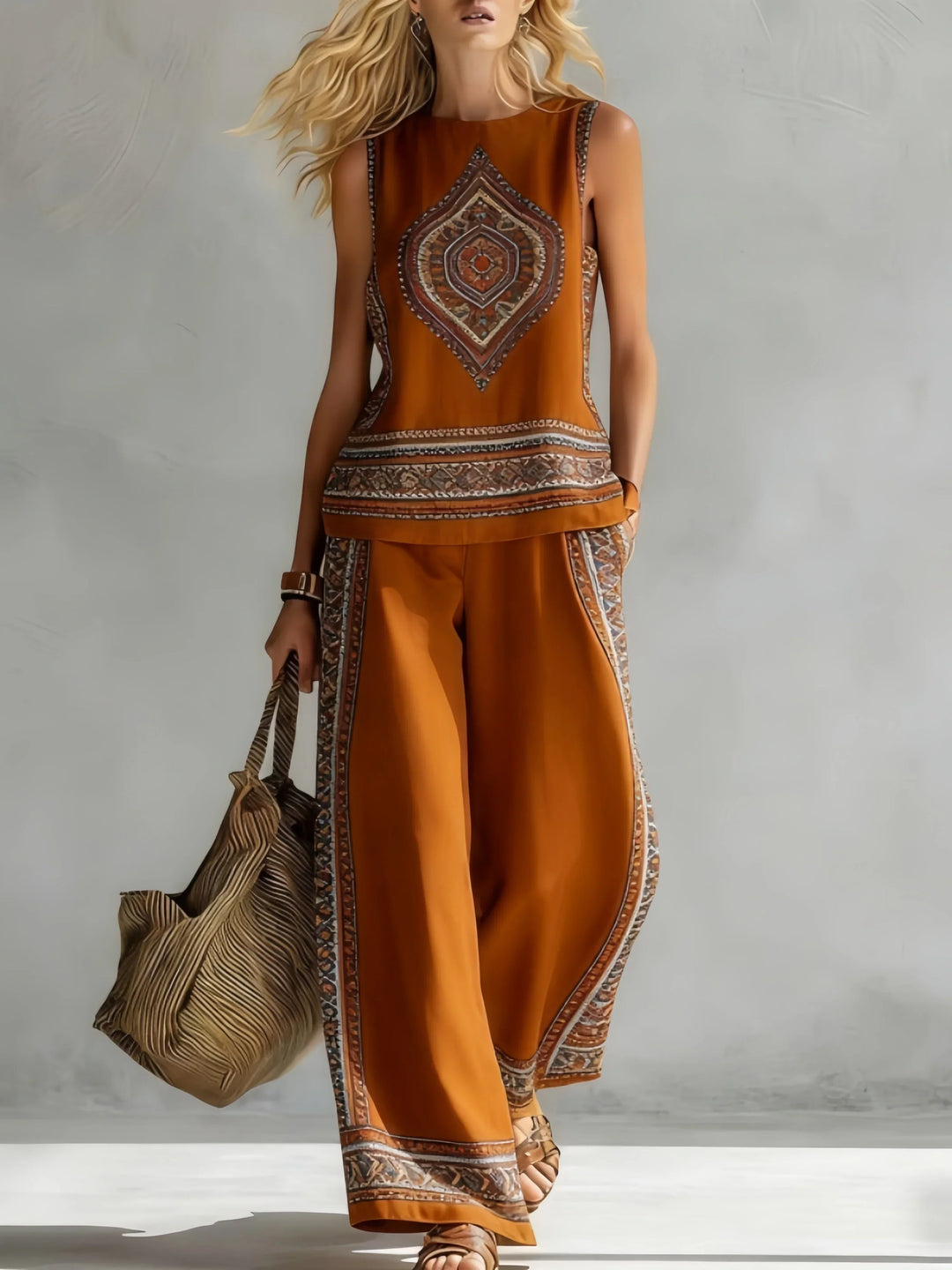 Ruby | Retro Print Top & Trouser Set