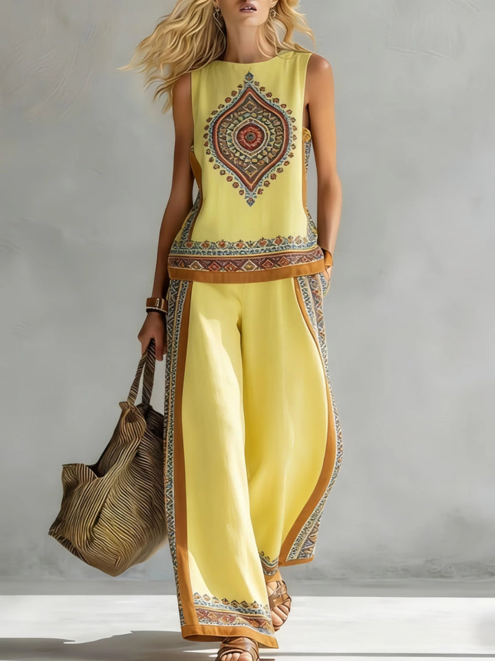 Ruby | Retro Print Top & Trouser Set