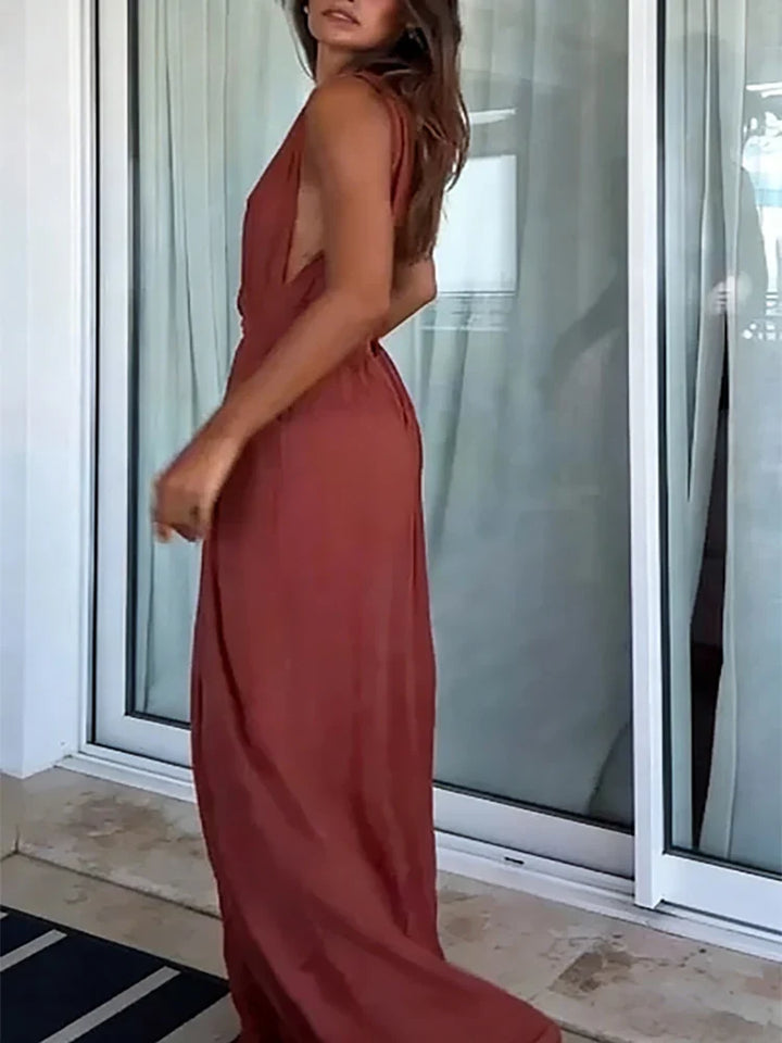 Tilly – Elegant Deep V Wide Leg Jumpsuit