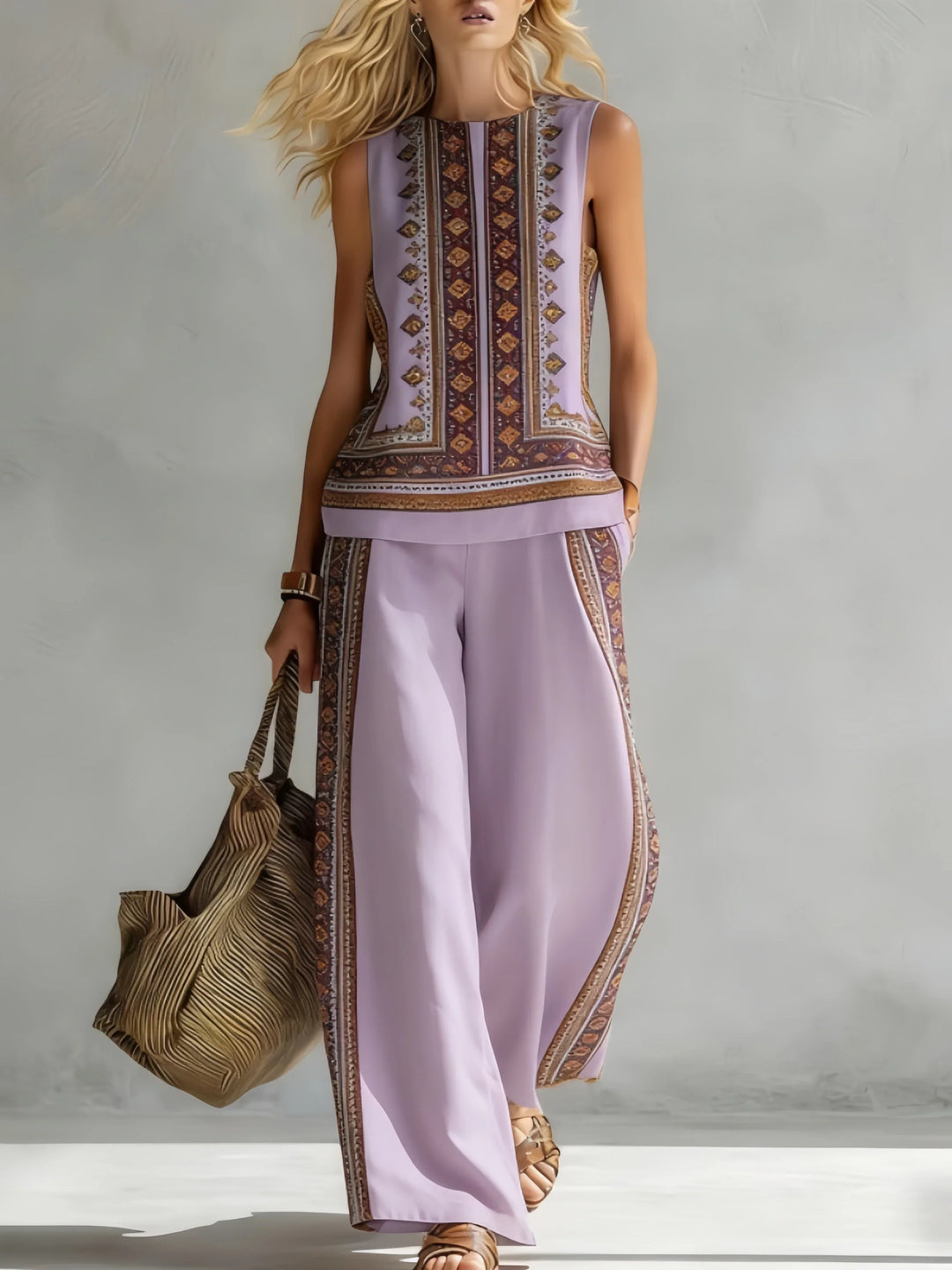 Ruby | Retro Print Top & Trouser Set