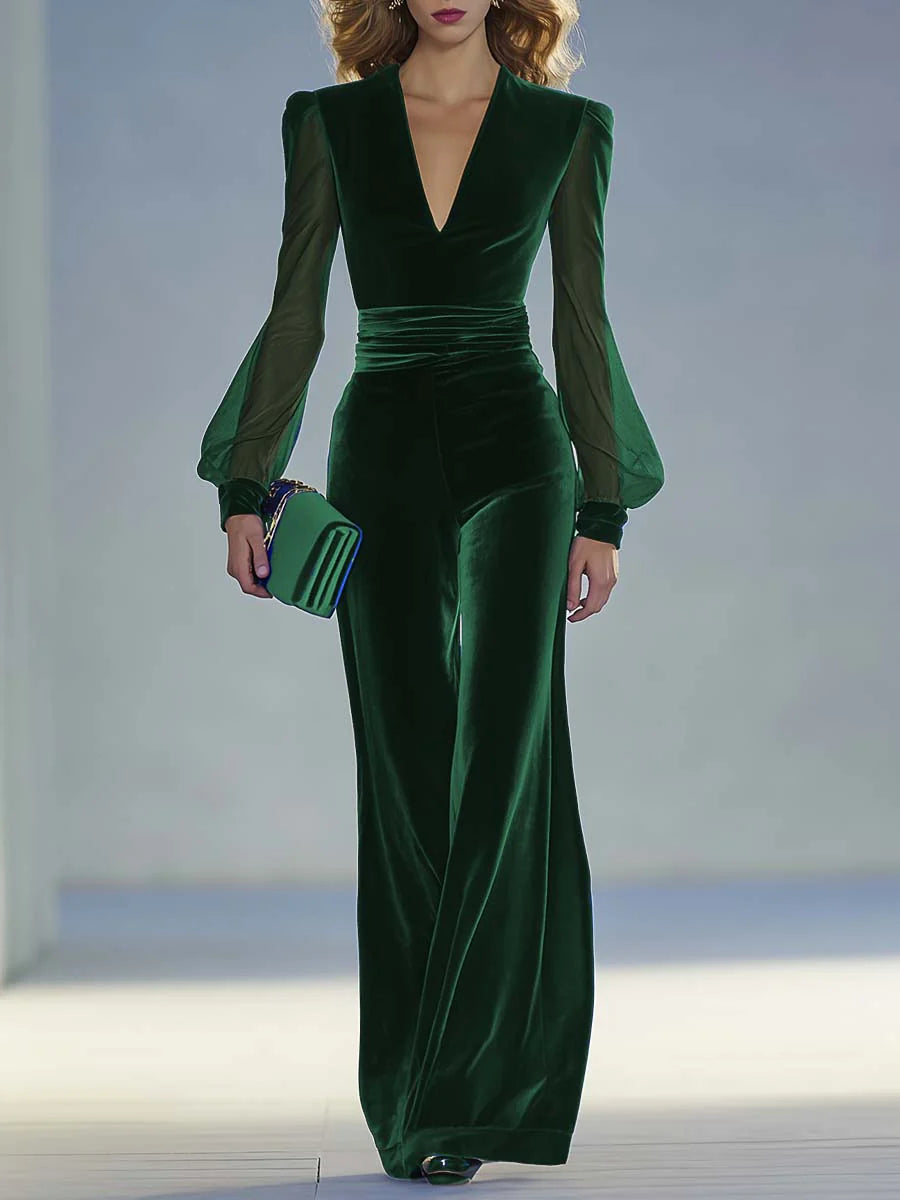 Sibyl – Velvet Wide-Leg Evening Jumpsuit