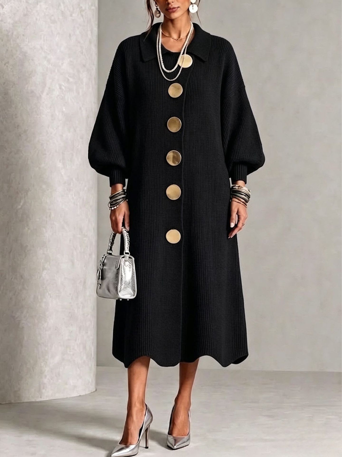 Audrey – Knit Button-Down Midi Dress