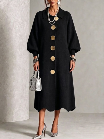 Audrey – Knit Button-Down Midi Dress