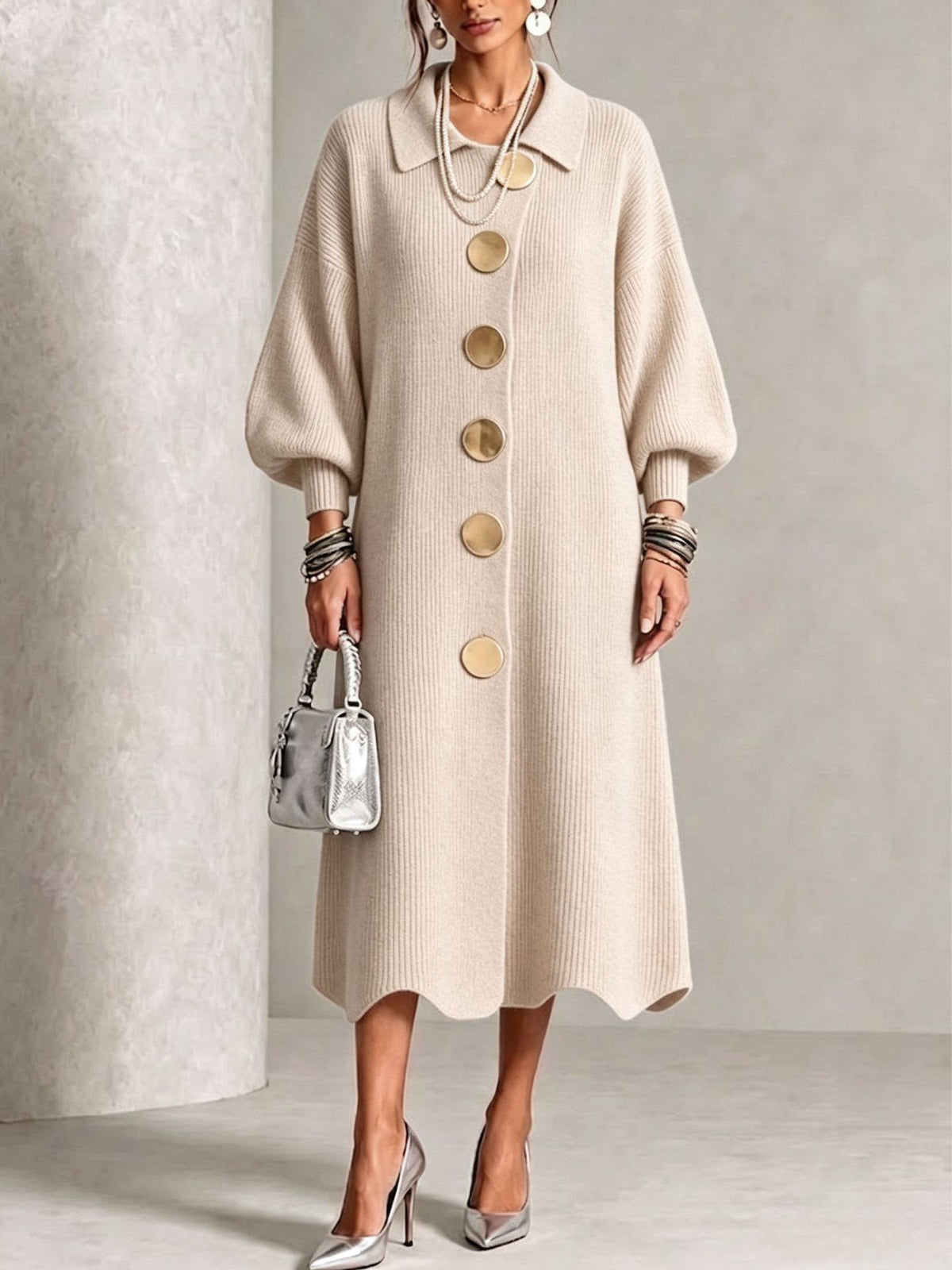 Audrey – Knit Button-Down Midi Dress