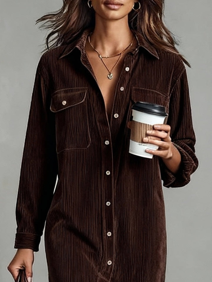 Lesley – Corduroy-Look Midi Shirt Dress