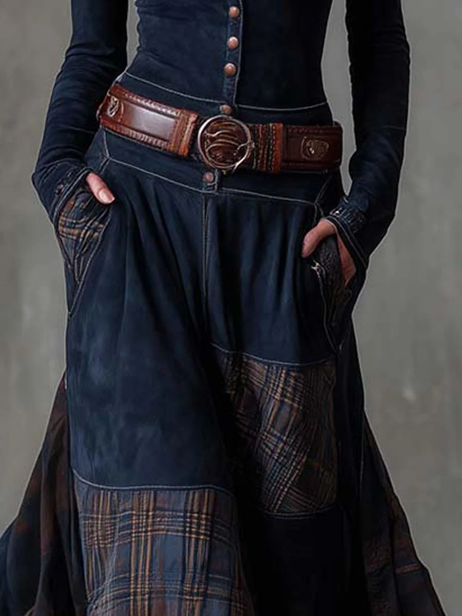 Honor – Check-Panel Patchwork Maxi Dress