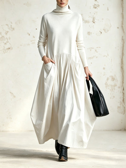 Esme – Polo Neck Gathered Maxi Dress