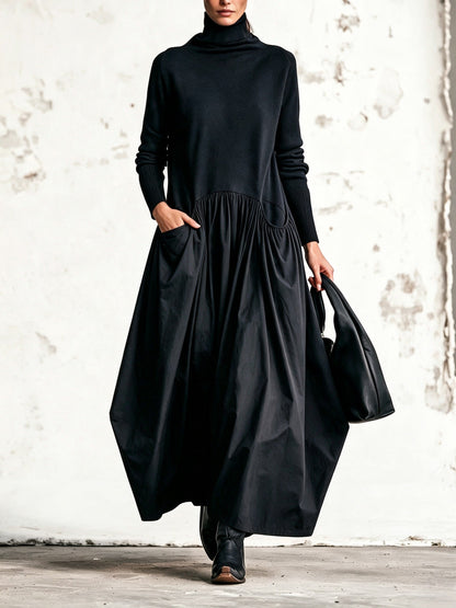 Esme – Polo Neck Gathered Maxi Dress