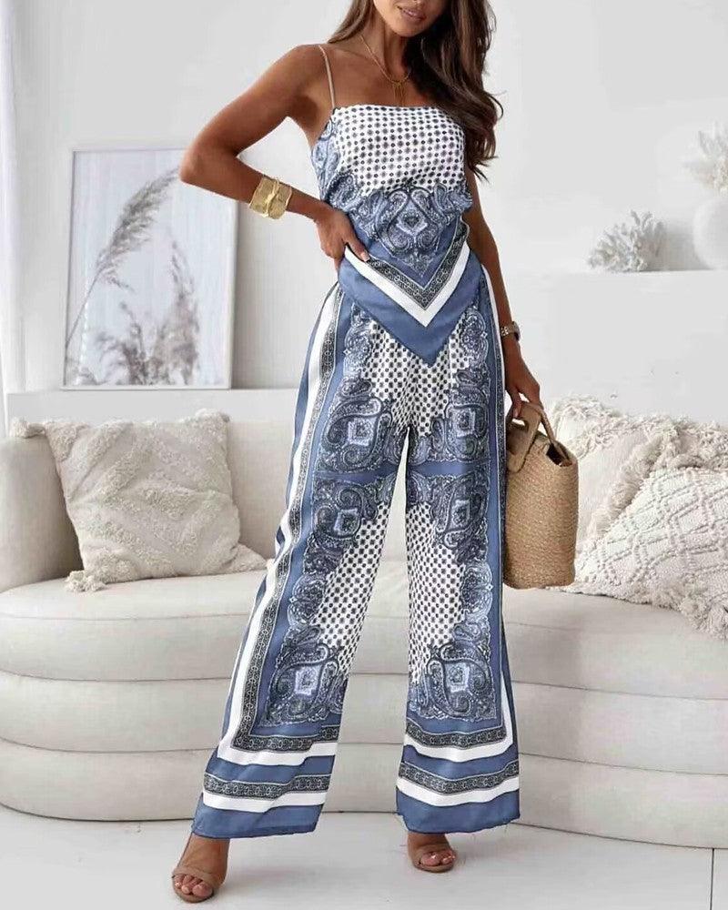 Carolanne | Holiday Ready Stylish Lace-Up Vest & Trousers Two-Piece Set Dress