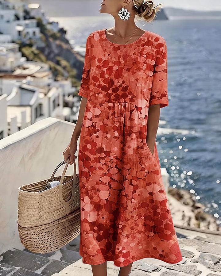 Theodora – Abstract Floral Print Midi Dress
