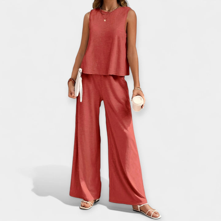 Mallory | Sleeveless Top and Wide-Leg Trousers Ensemble