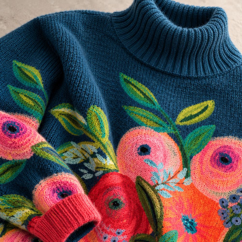 Mairead – Floral Print Polo Neck Jumper