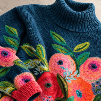 Mairead – Floral Print Polo Neck Jumper