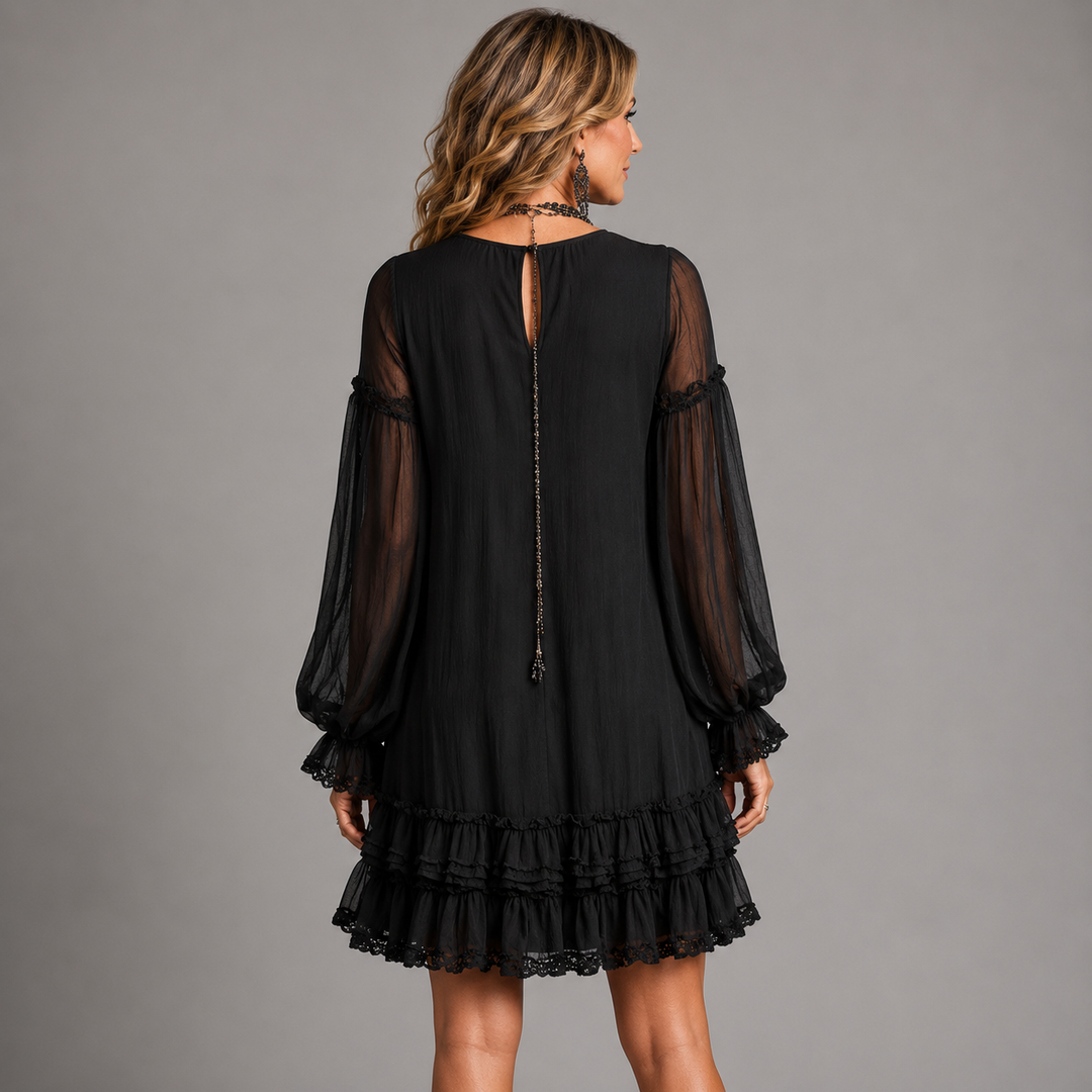 Eilidh – Ruffle Chiffon-Look Mini Dress