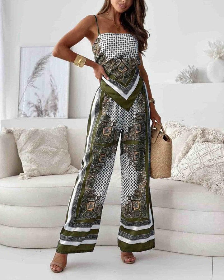 Carolanne | Holiday Ready Stylish Lace-Up Vest & Trousers Two-Piece Set Dress
