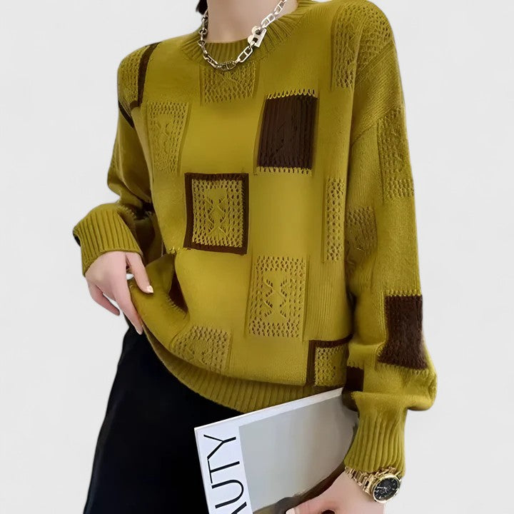 Maud – Openwork Knit Patchwork Jumper