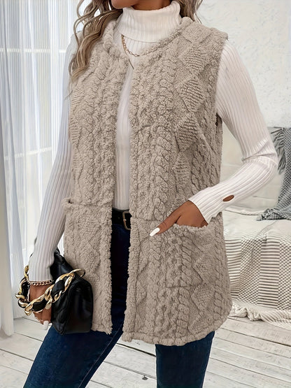 Mairead – Longline Sherpa-Effect Sleeveless Waistcoat