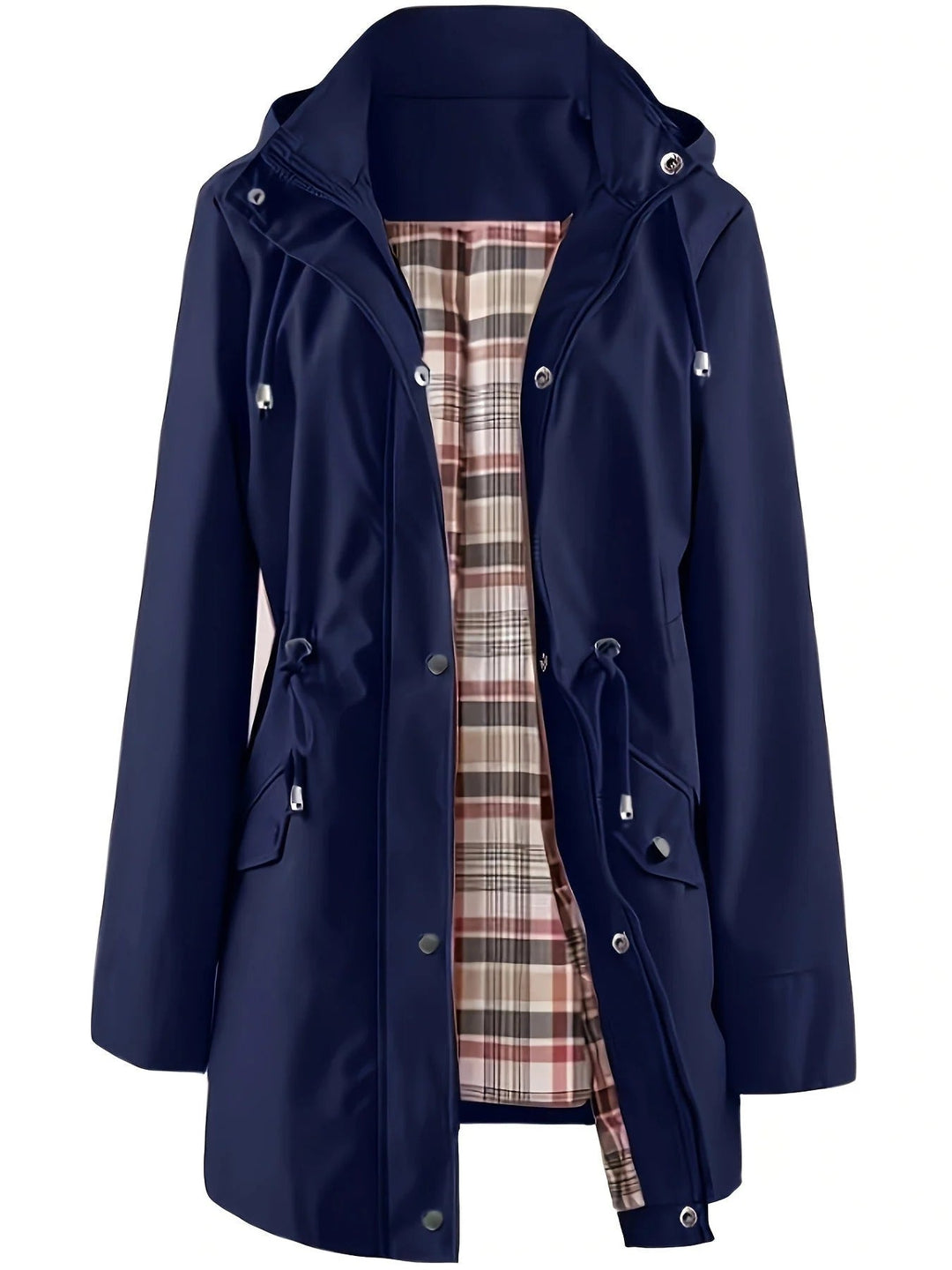 Camilla – Hooded Raincoat with Checked Lining